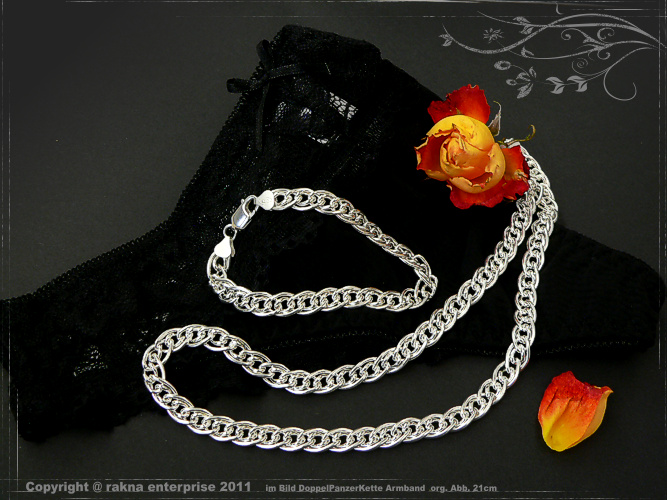 Double curb chain bracelets 925 sterling silver width 8,5mm  massiv