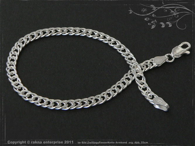 Twin curb chain bracelets 925 sterling silver width 4,5mm  massiv