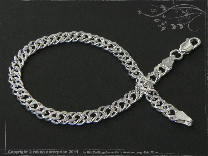 Twin curb chain bracelets 925 sterling silver width 5,5mm  massiv