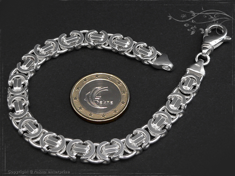 Flat Byzantine chain bracelet 925 silver width 9mm  massiv