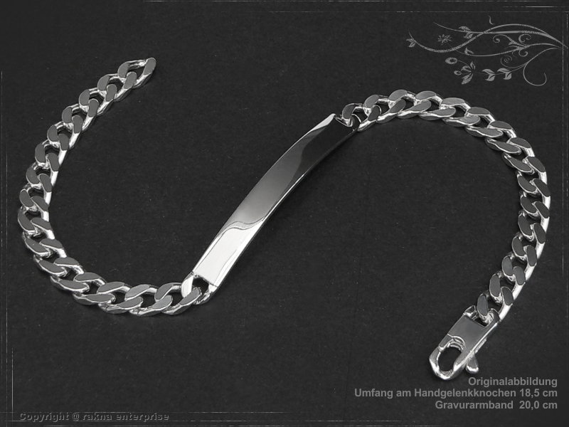 ID-Armband Gravur Armband 925 Sterling Silber Breite 5,5mm  massiv