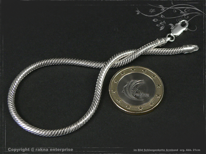 Schlangenkette Armband 925 silber 3mm massiv