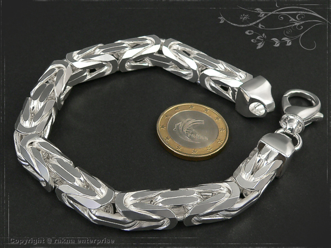 Byzantine chain bracelet 925 sterling silver width 10mm  massiv