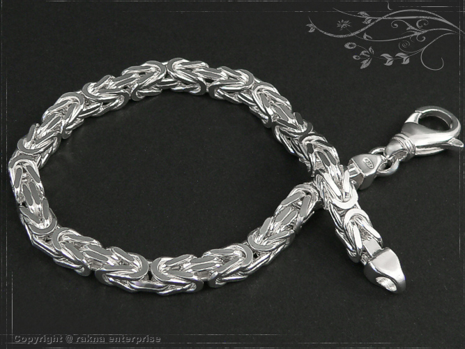 Byzantine chain bracelet 925 sterling silver width 5mm  massiv