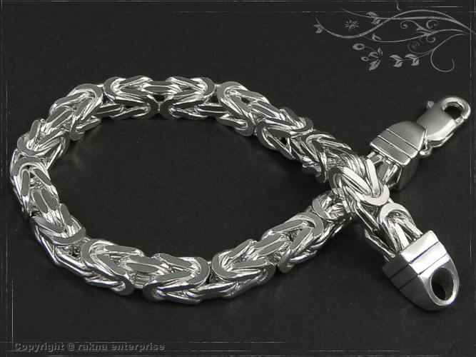 Byzantine chain bracelet 925 sterling silver width 6mm  massiv
