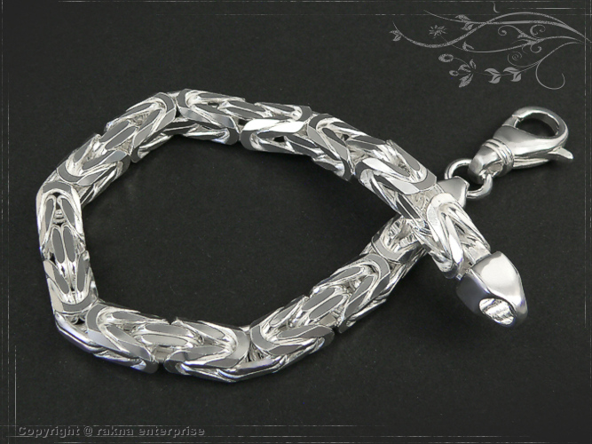 Byzantine chain bracelet 925 sterling silver width 7mm  massiv