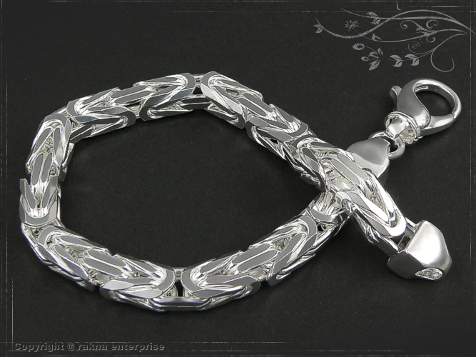 Byzantine chain bracelet 925 sterling silver width 8mm  massiv