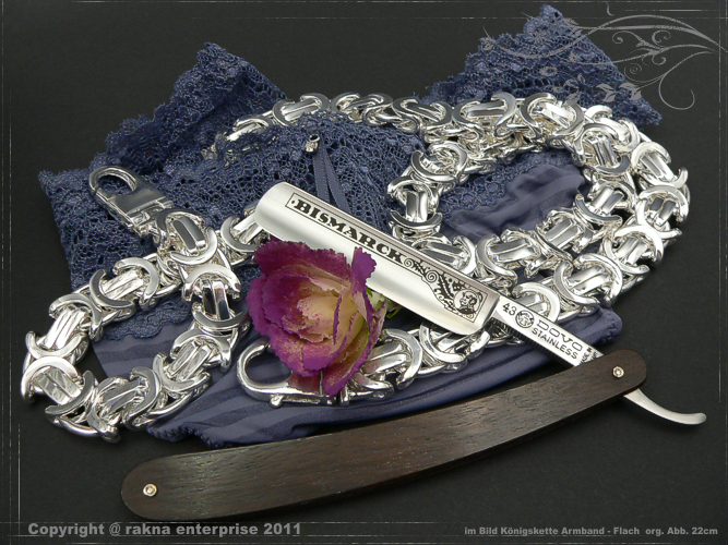 Flat Byzantine chain bracelet 925 silver width 17mm  massiv