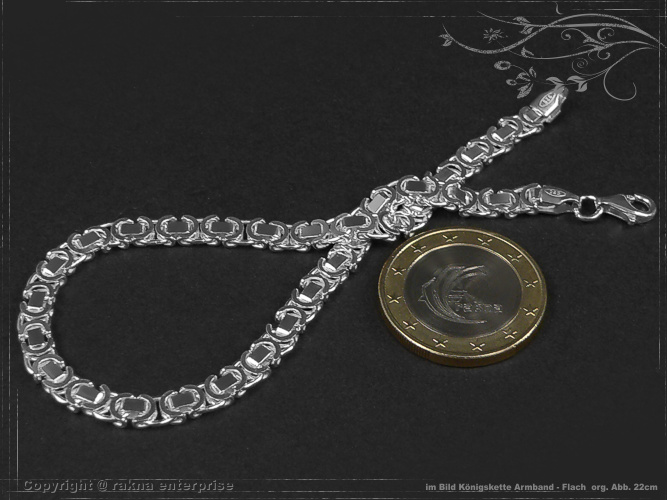 Flache Königskette Armband 925 Silber Breite 4,5mm massiv