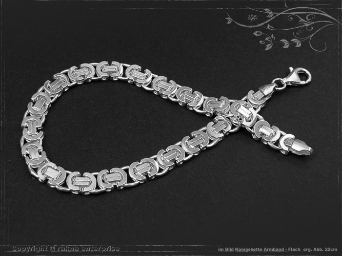 Flache Königskette Armband 925 Silber Breite 6mm massiv