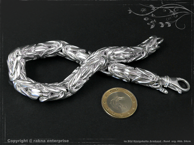 Runde Königskette Armband 925 Silber 10mm massiv