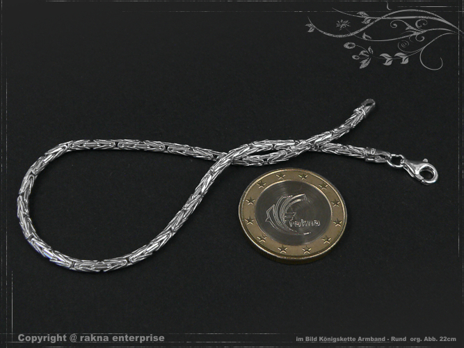 Runde Königskette Armband 925 Silber 2,3mm massiv