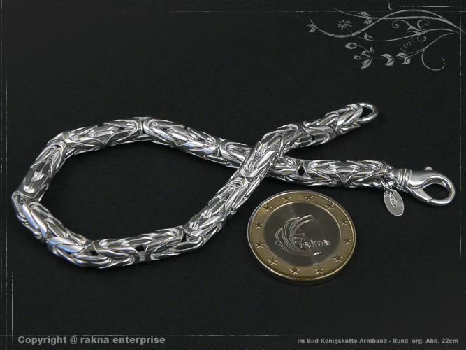 Runde Königskette Armband 925 Silber 6,0mm massiv