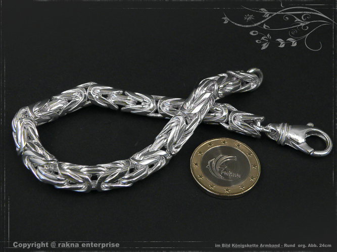 Runde Königskette Armband 925 Silber 8,0mm massiv