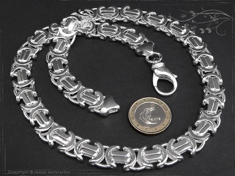 Flat Byzantine - King chain 925 sterling silver width 11mm  massiv