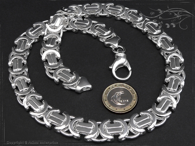 Flat Byzantine - King chain 925 sterling silver width 14mm  massiv