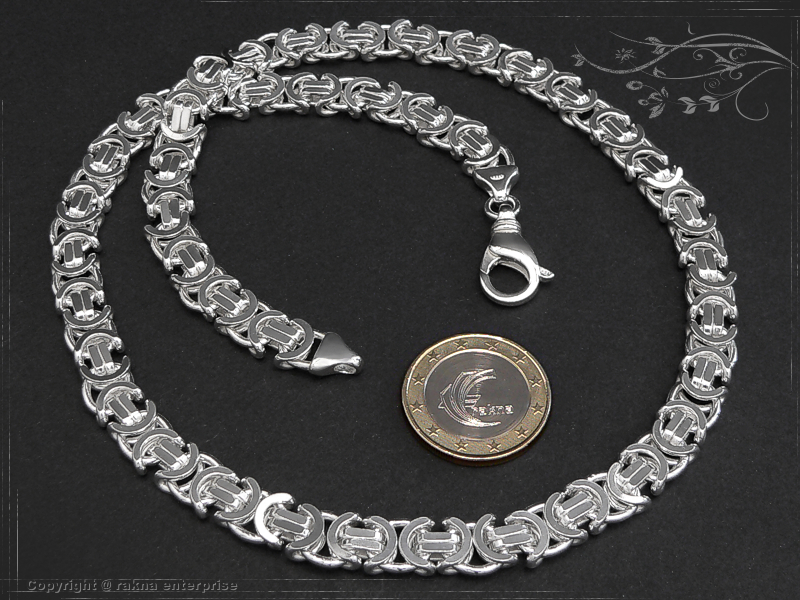 Flat Byzantine - King chain 925 sterling silver width 9mm  massiv