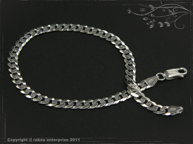 Curb chain bracelets 925 sterling silver width 5mm  massiv