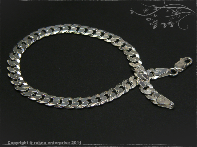 Curb chain bracelets 925 sterling silver width 6mm  massiv