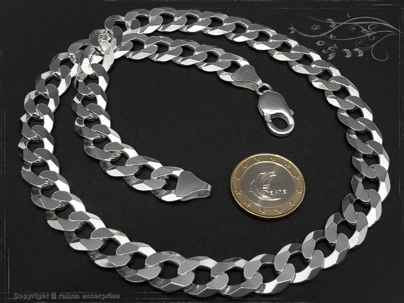 Curb chains 925 sterling silver width 12mm  massiv