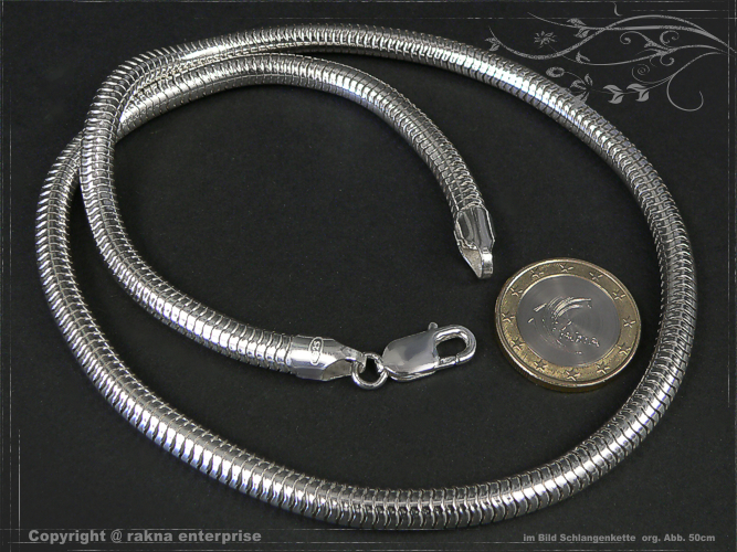 ASAMO Damen Herren Halskette Schlangenkette 4mm 925 Sterling Silber plattiert 