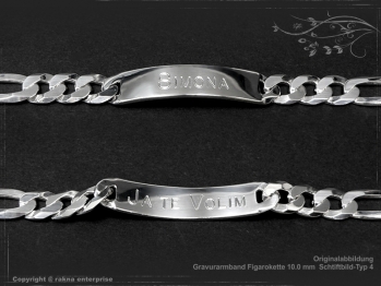 ID Figaroarmband Gravur-Platte B10.0L23 massiv 925 Sterling Silber