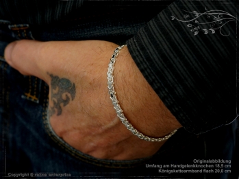Königskette Armband Flach B4.6L19 massiv 925 Sterling Silber