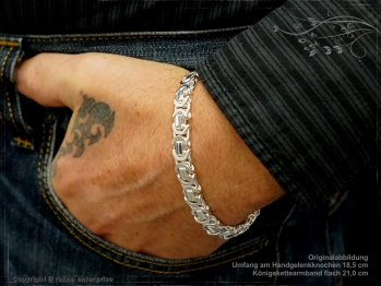 Königskette Armband Flach B9.0L20 massiv 925 Sterling Silber