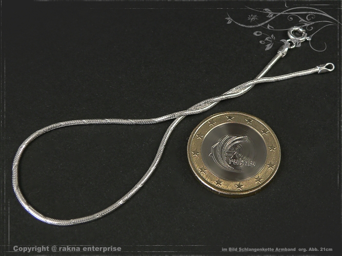 Snake chain Bracelet D1.4L17m solid 925 Sterling Silver