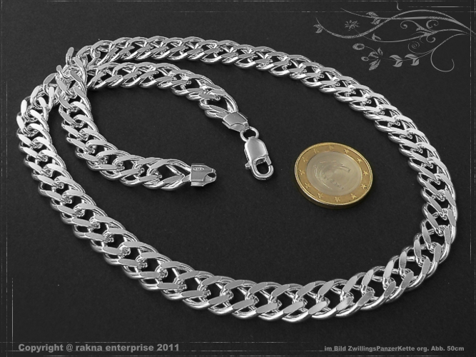 Twin-Curb Chain B11.0L75 solid 925 Sterling Silver