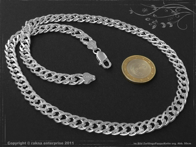 Twin-Curb Chain B8.0L55 solid 925 Sterling Silver