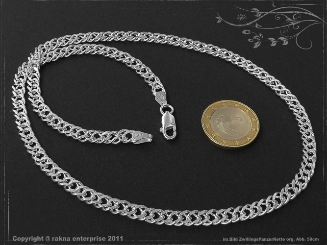 Twin-Curb Chain B5.5L60 solid 925 Sterling Silver