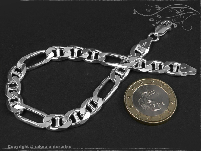 Figarucci-Curb Chain Bracelet B7.5L17 solid 925 Sterling Silver