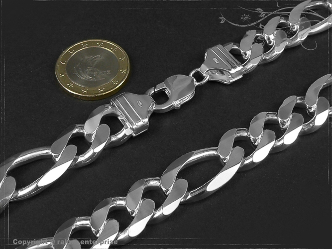 Figaro-Curb Chain B13.0L45 solid 925 Sterling Silver