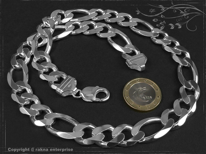 Figaro-Curb Chain B13.0L95 solid 925 Sterling Silver