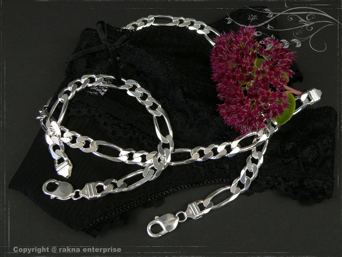 Figaro-Curb Chain Bracelet B9.0L18 solid 925 Sterling Silver