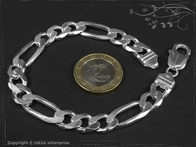 Figaro-Curb Chain Bracelet B9.0L21 solid 925 Sterling Silver