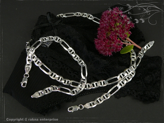 Figarucci-Curb Chain Bracelet B7.5L18 solid 925 Sterling Silver