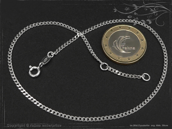 Anklet Curb Chain B2.2L26 solid 925 Sterling Silver