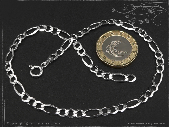 Anklet Figaro Chain B4.5L25 solid 925 Sterling Silver