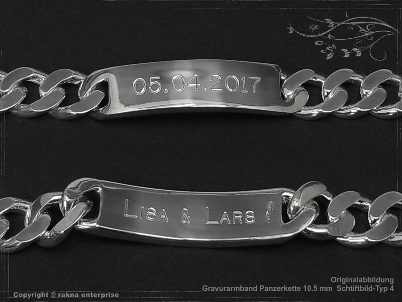 Curb Chain ID-Bracelet  B10.5L24 solid 925 Sterling Silver