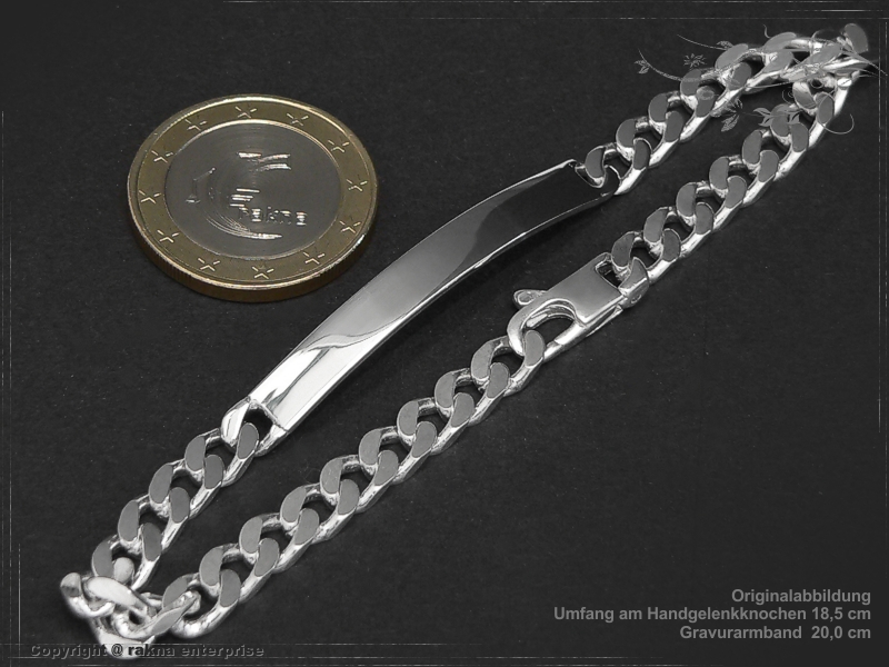 Curb Chain ID-Bracelet  B5.5L18 solid 925 Sterling Silver