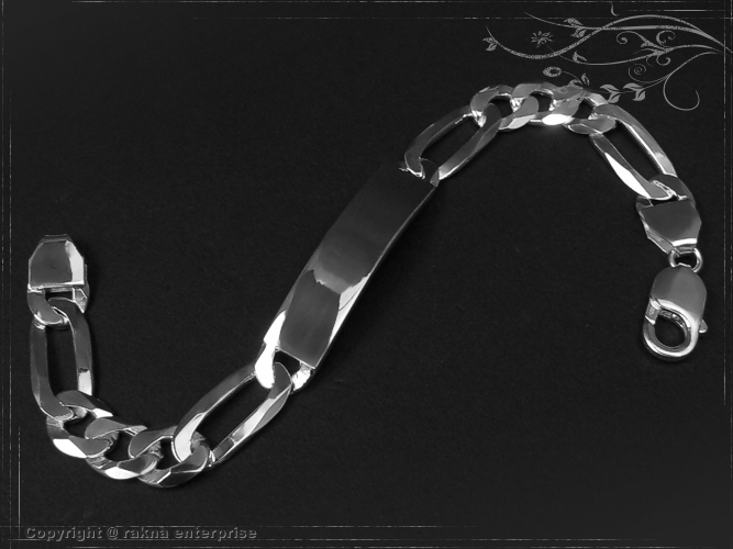 Figaro Chain ID-Bracelet  B10.0L19 solid 925 Sterling Silver