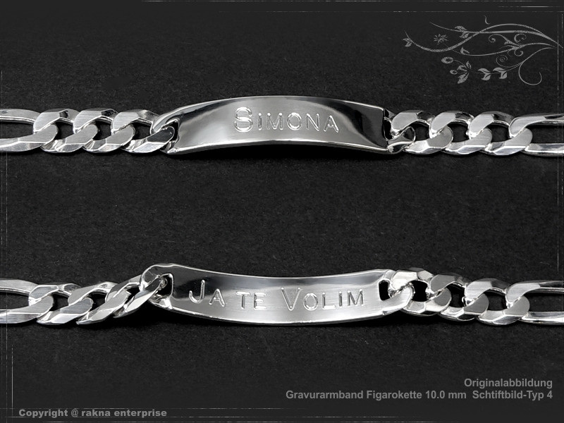 Figaro Chain ID-Bracelet  B10.0L23 solid 925 Sterling Silver