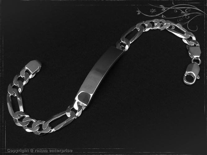 Figaro Chain ID-Bracelet  B8.0L18 solid 925 Sterling Silver