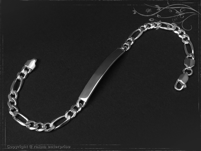 Figaro Chain ID-Bracelet  B5.5L16 solid 925 Sterling Silver