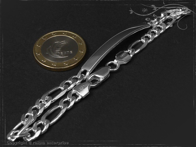 Figaro Chain ID-Bracelet  B5.5L19 solid 925 Sterling Silver