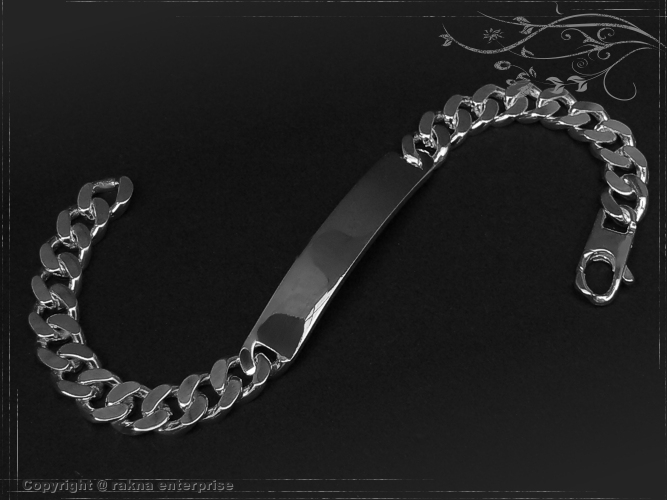 Curb Chain ID-Bracelet  B8.0L17 solid 925 Sterling Silver