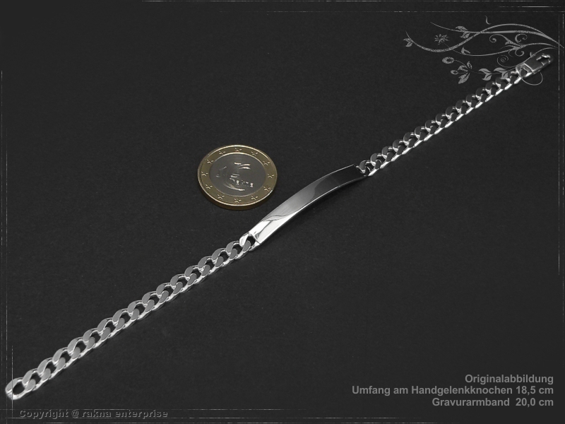 Curb Chain ID-Bracelet  B5.5L20 solid 925 Sterling Silver