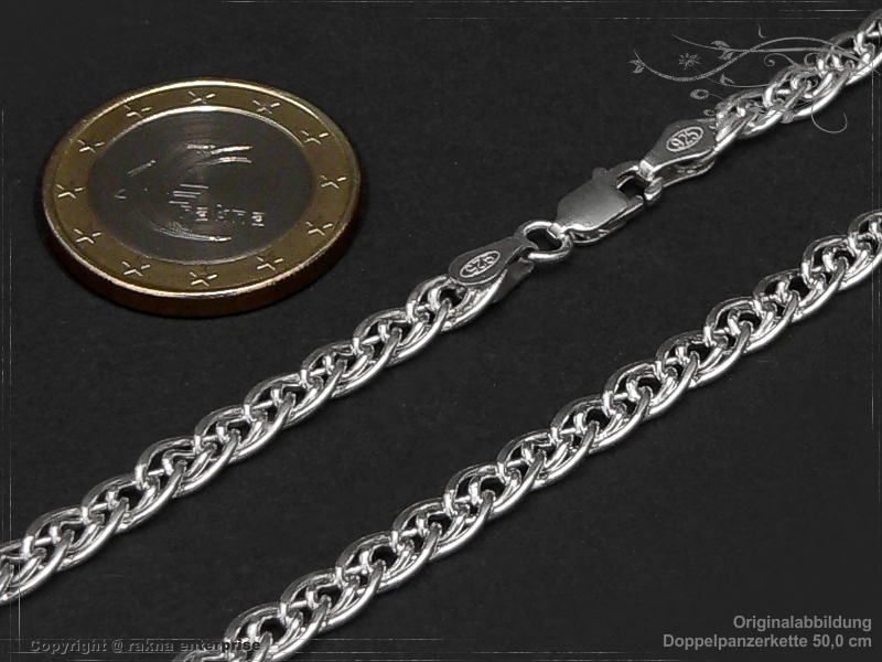 Double Curb Chain B4.6L45 solid 925 Sterling Silver
